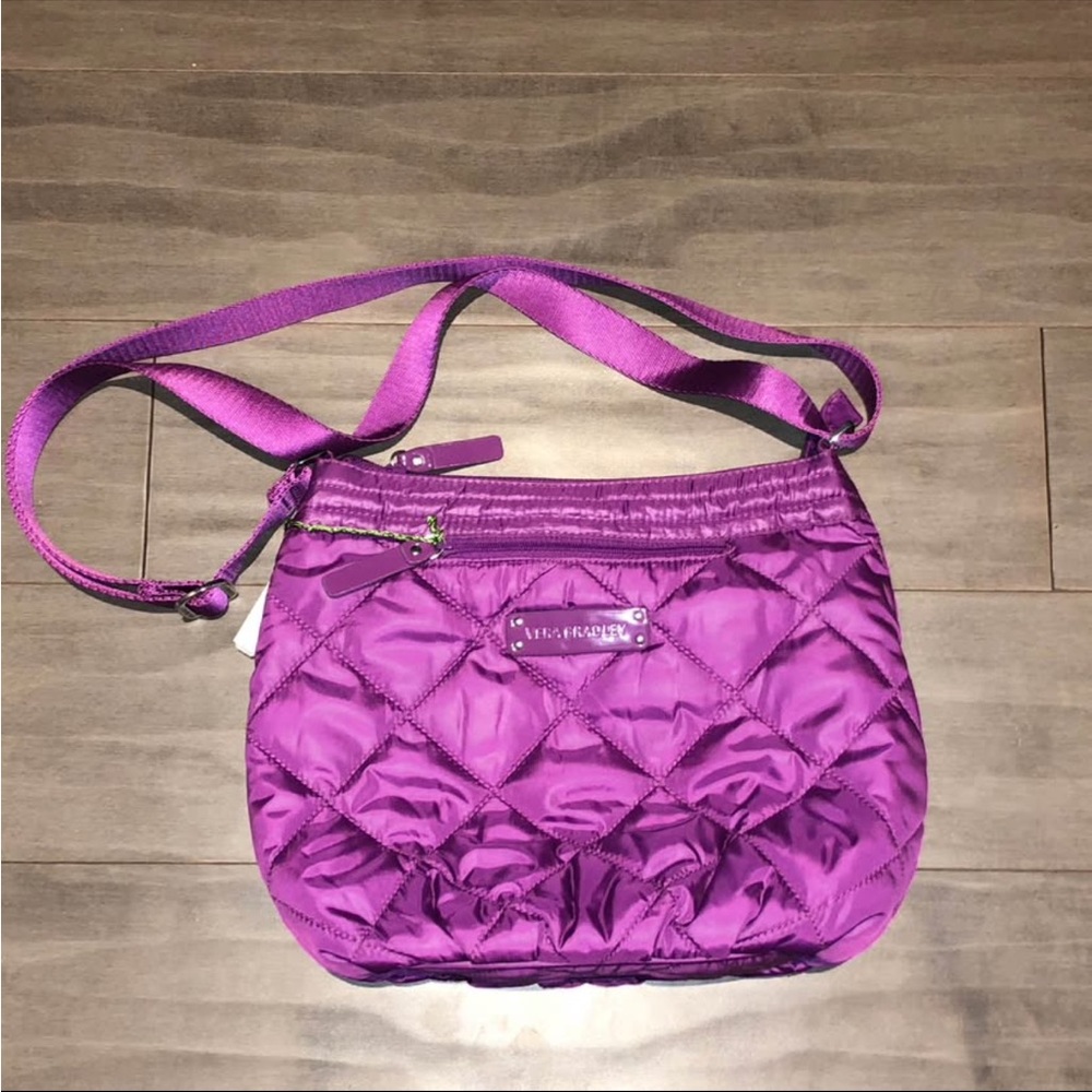 Vera Bradley Bright Purple Quilted Puffy Crossbody Bag